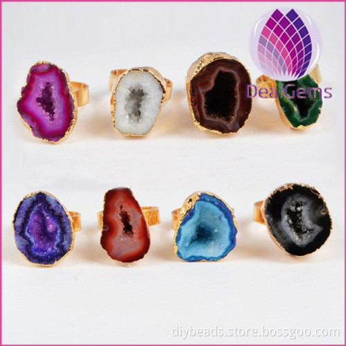 Hot sale crystal tooth ring druzy alloy ring